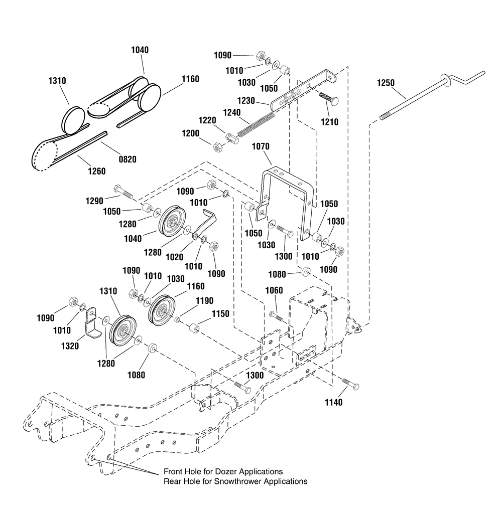 Drive Group - Sub Frame Diagram and Parts List for 1695196  Briggs and Stratton Snow Blower